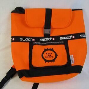 Vintage Swatch  Neoprene Fluorescent Orange Keep in Shape Rucksack Backpack